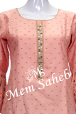 Kurti Peach Silk with Mirror work on Designer Bell Sleeves