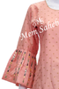Kurti Peach Silk with Mirror work on Designer Bell Sleeves