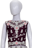 Kids Ghagra Choli Party Wear Wine colour with Contrast Thread Work