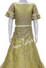 Kids Ghagra Choli Pista Green Nett Party wear with bell Sleeves