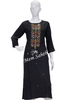 Kurti Dark Grey Silk with Three fourth Sleeves and Mirror Embroidery