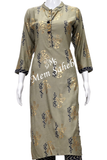 Kurti Set Ash Grey Silk Top With Gold print and Palazzo pant
