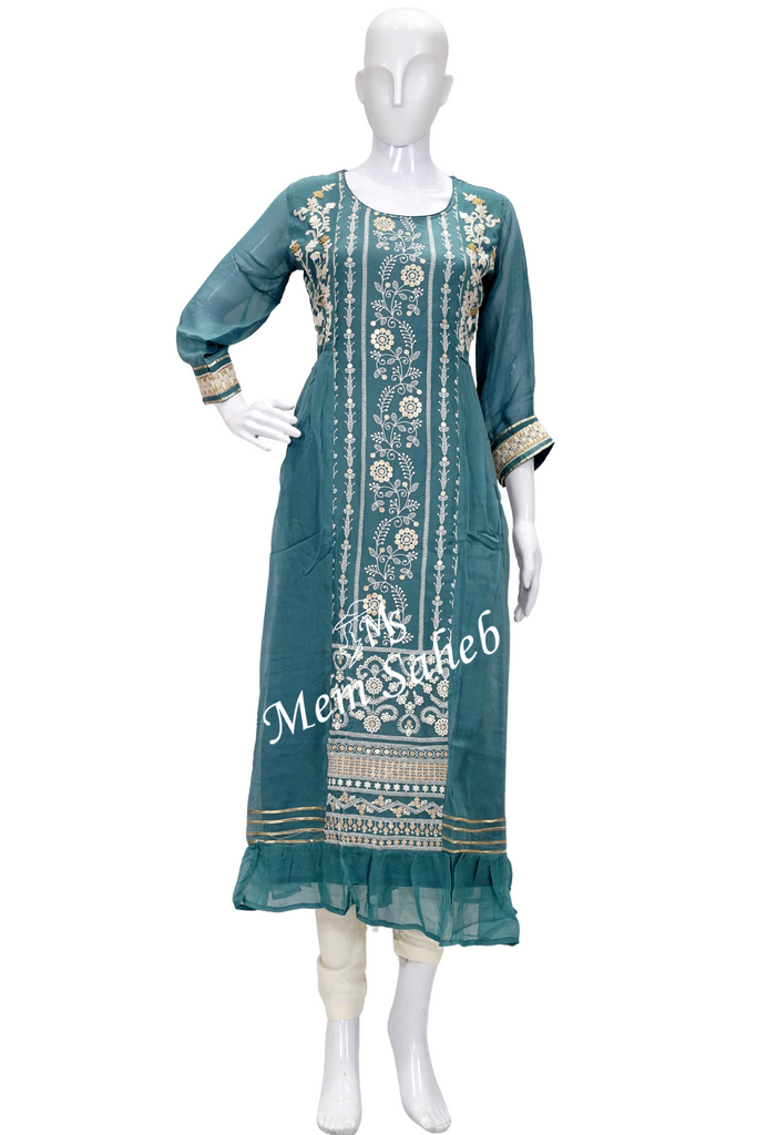 Kurti Set Georgette with Chikankari work having Contrast Pant