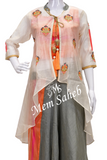 Kurti Set Multi color Silk Crop Top with Designer Jacket and Skirt