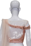 Crop Skirt Peach Nett with Designer Blouse and Multi Layer Skirt