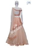 Crop Skirt Peach Nett with Designer Blouse and Multi Layer Skirt
