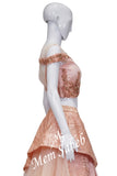 Crop Skirt Peach Nett with Designer Blouse and Multi Layer Skirt