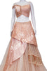 Crop Skirt Peach Nett with Designer Blouse and Multi Layer Skirt