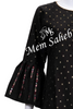 Kurti Black Silk with Mirror work on Designer Bell Sleeves