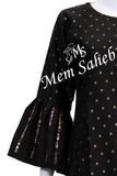 Kurti Black Silk with Mirror work on Designer Bell Sleeves