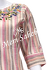 Kurti Cotton Multi Colour Stripes with Embroidery and three fourth sleeves