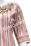Kurti Cotton Multi Colour Stripes with Embroidery and three fourth sleeves