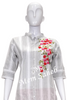 Kurti Cotton White and Grey Stripes with collar neck