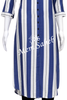 Kurti Cotton White with Blue Stripes and Collar Neck
