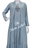 Kurti Light Grey Pure Georgette Designer with Jacket
