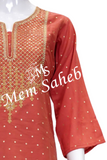 Kurti Onion Pink Silk with zari and Sequin work