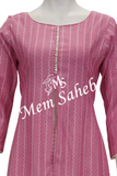 Kurti Pink Cotton Double layer with Weaving and daaman Mirror work