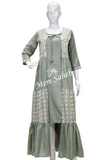 Kurti Green with Attach Jacket having chikankari work