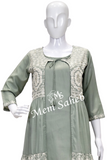 Kurti Green with Attach Jacket having chikankari work