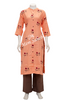 Kurti Set Cotton Floral print Top with Contrast palazzo