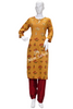 Kurti Set Mustard Rayon Top with Gota work and Contrast Pant