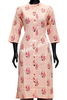 Kurti Set Peach Cotton Floral print Top with Contrast Palazzo
