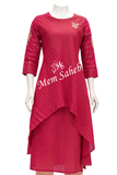 Kurti Set Pink Party wear Double layer Top & Contrast Pant