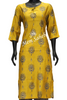 Kurti Set Silk Top having Floral and Gold print with Contrast pant
