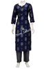 Kurti Set Silk Top having Floral and Gold print with Contrast pant