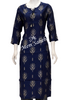 Kurti Set Silk Top having Floral and Gold print with Contrast pant