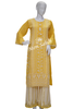 Kurti Set Yellow Georgette Chikankari Work Top with Designer Palazzo