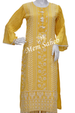 Kurti Set Yellow Georgette Chikankari Work Top with Designer Palazzo