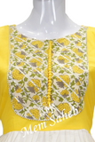 Kurti Set Yellow Shaded Top with Gota work and Cotton Block print Pant