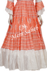 Kurti Tomato Pink Cotton Long with contrast White and Silver print