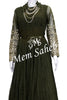 Anarkali Mehendi Green Georgette Floor Length Designer Sleeves Dress