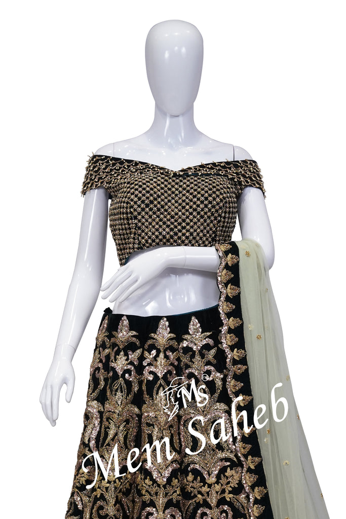 Designer Velvet Lehenga Choli – Lashkaraa