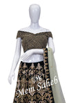 Bridal Ghagra Choli Green Velvet Blouse and Embroidery Lehenga and Net Dupatta