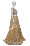 Bridal Ghagra Choli Fawn Sheer Blouse multi layer Skirt and Net Dupatta