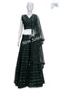 Crop Skirt Bottle Green Pure Georgette Mirror Work All Over