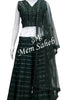 Crop Skirt Bottle Green Pure Georgette Mirror Work All Over