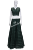 Crop Skirt Bottle Green Pure Georgette Mirror Work All Over