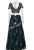 Crop Skirt Bottle Green Rawsilk Blouse Contrast Dupatta and Sequin Skirt