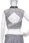 Crop Skirt Light Grey Blouse with all over embroidery and Sequin Skirt