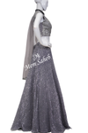 Crop Skirt Light Grey Blouse with all over embroidery and Sequin Skirt