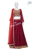 Crop Skirt Maroon Embroidery Blouse Bell Sleeves and Gathered Skirt