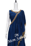 Crop Skirt Military Blue Georgette having Designer Dupatta with hangings