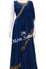 Crop Skirt Military Blue Georgette having Designer Dupatta with hangings