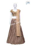 Crop Skirt Mud Brown Net Blouse Georgette Skirt Contrast Peach Dupatta