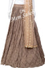 Crop Skirt Mud Brown Net Blouse Georgette Skirt Contrast Peach Dupatta