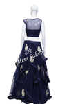 Crop Skirt Navy Blue Designer Sheer Blouse and multi layered Skirt